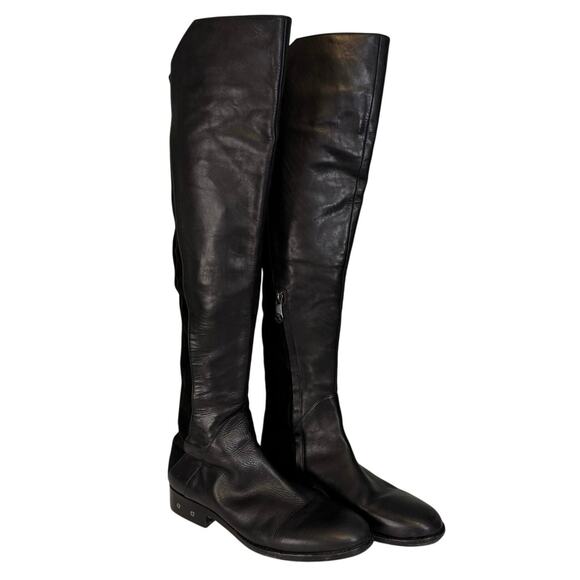 Carolinna Espinosa Shoes - Carolinna Espinosa Womens 8.5M Black Corbin Leather & Suede Over The Knee Boots